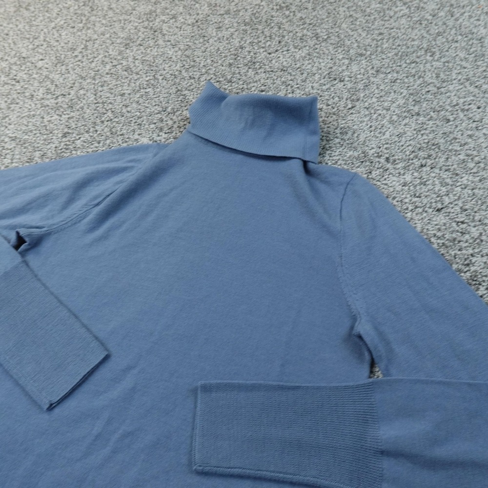 J Crew Sweater Womens‎ S Blue Merino Wool Turtleneck Lightweight Knit Pullover